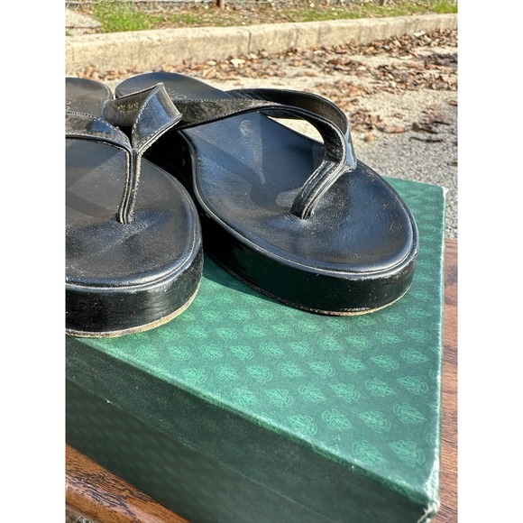 Gucci Black Leather Thong Sandals Womens Size 5.5 B Made in Italy - Picture 5 of 11